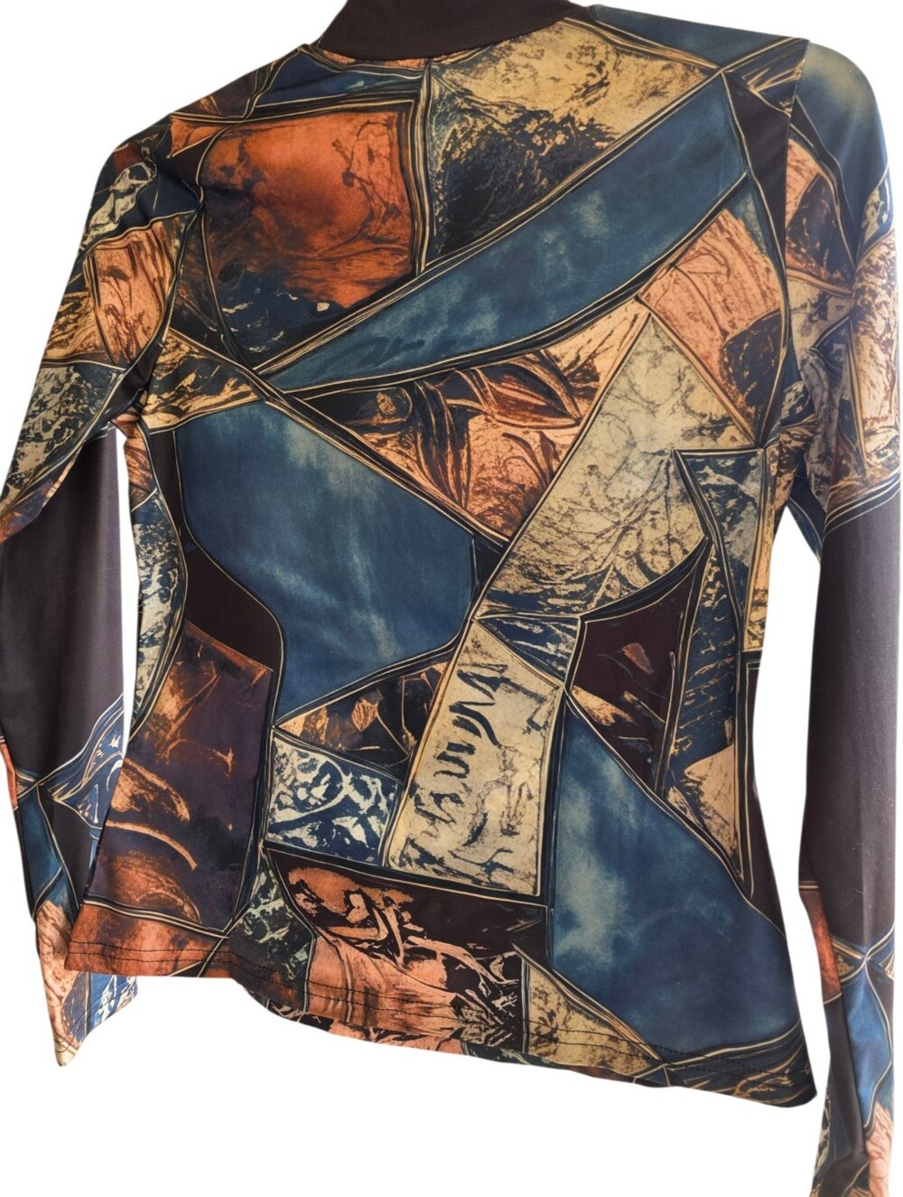 NEW Printed Collage Long Sleeve Slim-Fit Top Large - Picture 7 of 8